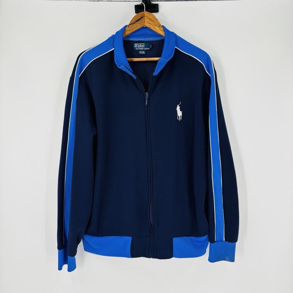 Vintage Polo Ralph Lauren Big Pony Jacket Full Zip Men’s XL Navy Blue Track